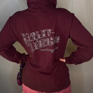 Burgundy harley davidson half zip